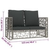 2 Piece Garden Lounge Set with Cushions Poly Rattan Grey - Close-Up Angle