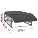 2 Piece Garden Lounge Set with Cushions Poly Rattan Grey - Low Angle
