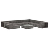 10 Piece Garden Lounge Set with Cushions Poly Rattan Grey