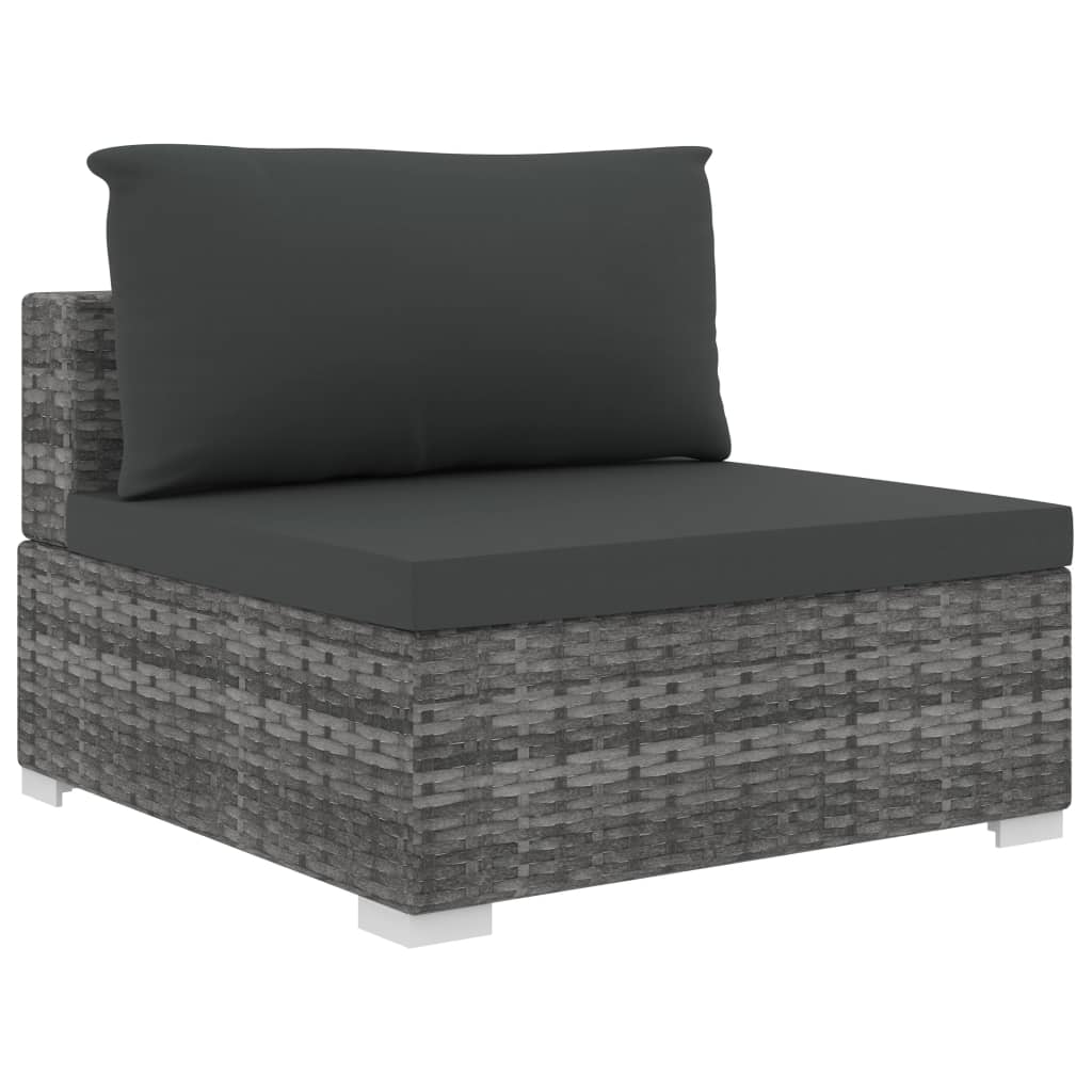 10 Piece Garden Lounge Set with Cushions Poly Rattan Grey