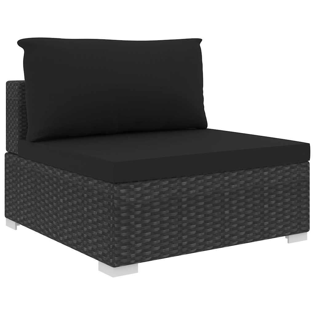 10 Piece Garden Lounge Set with Cushions Poly Rattan Black