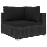 10 Piece Garden Lounge Set with Cushions Poly Rattan Black