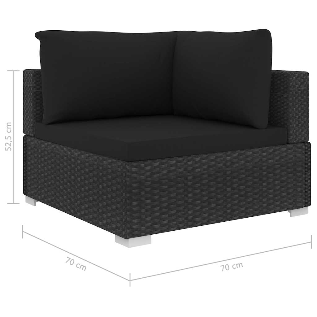 10 Piece Garden Lounge Set with Cushions Poly Rattan Black