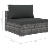 8 Piece Garden Lounge Set with Cushions Poly Rattan Grey - Extra Image