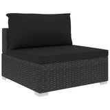8 Piece Garden Lounge Set with Cushions Poly Rattan Black - 45-Degree Angle