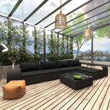 8 Piece Garden Lounge Set with Cushions Poly Rattan Black