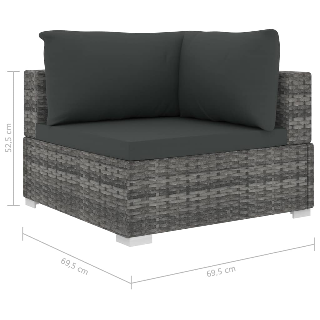 11 Piece Garden Lounge Set with Cushions Poly Rattan Grey