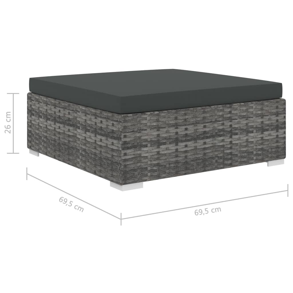 11 Piece Garden Lounge Set with Cushions Poly Rattan Grey