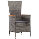7 Piece Outdoor Dining Set with Cushions Poly Rattan Grey - Rear View