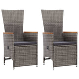 Reclining Garden Chairs 2 pcs with Cushions Poly Rattan Grey