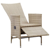 Reclining Garden Chairs 2 pcs with Cushions Poly Rattan Beige - 45-Degree Angle