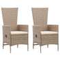 Outdoor Chairs 2 pcs with Cushions Poly Rattan Beige