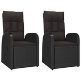 Reclining Garden Chairs 2 pcs with Cushions Poly Rattan Black