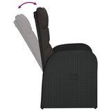 Reclining Garden Chairs 2 pcs with Cushions Poly Rattan Black - Rear View