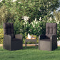 Reclining Garden Chairs 2 pcs with Cushions Poly Rattan Black