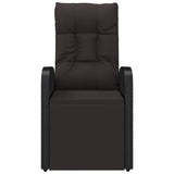 Reclining Garden Chair with Cushion Poly Rattan Black