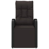 Reclining Garden Chair with Cushion Poly Rattan Black - Side View