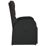 Reclining Garden Chair with Cushion Poly Rattan Black