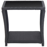 3 Piece Bistro Set with Cushions Poly Rattan Black - Side View