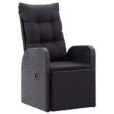 3 Piece Bistro Set with Cushions Poly Rattan Black - 45-Degree Angle