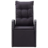 3 Piece Bistro Set with Cushions Poly Rattan Black - Low Angle