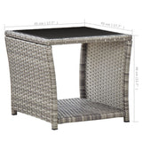 Coffee Table Grey 45x45x40 cm Poly Rattan and Glass - 45-Degree Angle