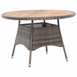 Garden Table Grey 115x74 cm Poly Rattan and Acacia Wood