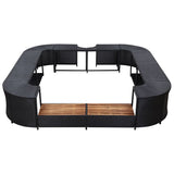 Square Spa Surround Black 268 x 268 x 55 cm Poly Rattan - Side View