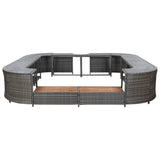 Square Spa Surround Grey 268 x 268 x 55 cm Poly Rattan - Front View