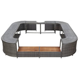 Square Spa Surround Grey 268 x 268 x 55 cm Poly Rattan - Side View
