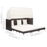 Extendable 3-Seater Sofa Bed with Roof Poly Rattan Brown - Extra Image