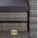 Extendable 3-Seater Sofa Bed with Roof Poly Rattan Grey