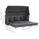 Extendable 3-Seater Sofa Bed with Roof Poly Rattan Grey - Extra Image