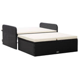 2 Piece Garden Lounge Set with Cushions Poly Rattan Black - Front View