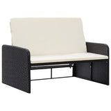 2 Piece Garden Lounge Set with Cushions Poly Rattan Black - Side View