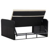 2 Piece Garden Lounge Set with Cushions Poly Rattan Black - Rear View