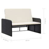 2 Piece Garden Lounge Set with Cushions Poly Rattan Black - Extra Image