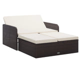 2 Piece Garden Lounge Set with Cushions Poly Rattan Brown