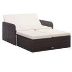 2 Piece Garden Lounge Set with Cushions Poly Rattan Brown