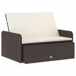 2 Piece Garden Lounge Set with Cushions Poly Rattan Brown