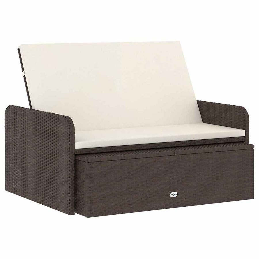 2 Piece Garden Lounge Set with Cushions Poly Rattan Brown