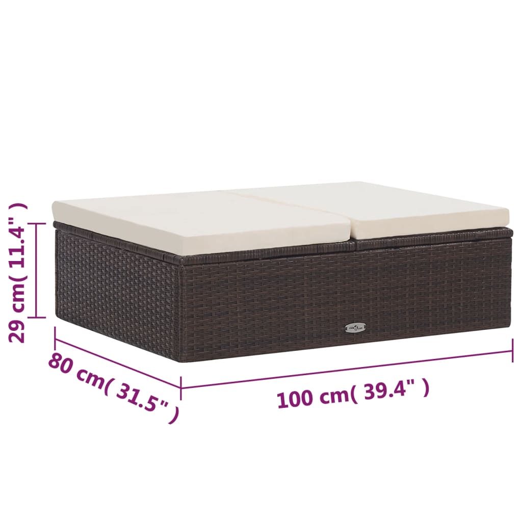 2 Piece Garden Lounge Set with Cushions Poly Rattan Brown