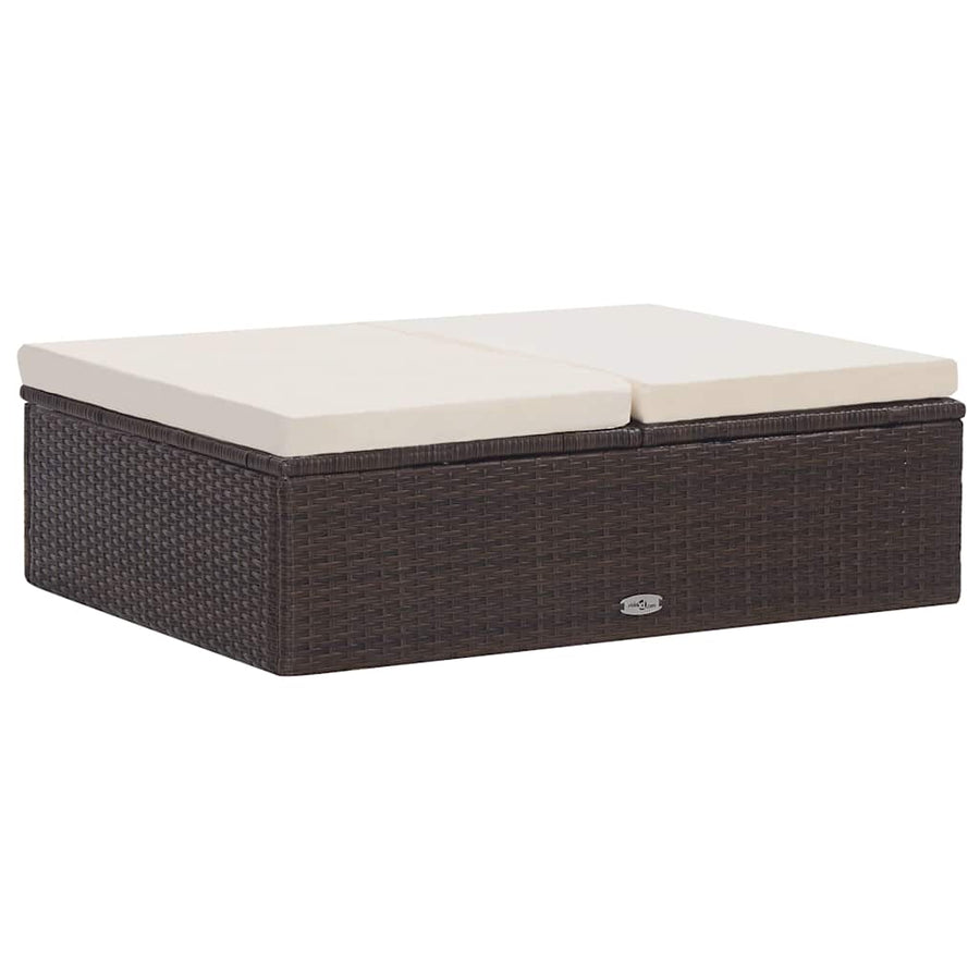 2 Piece Garden Lounge Set with Cushions Poly Rattan Brown