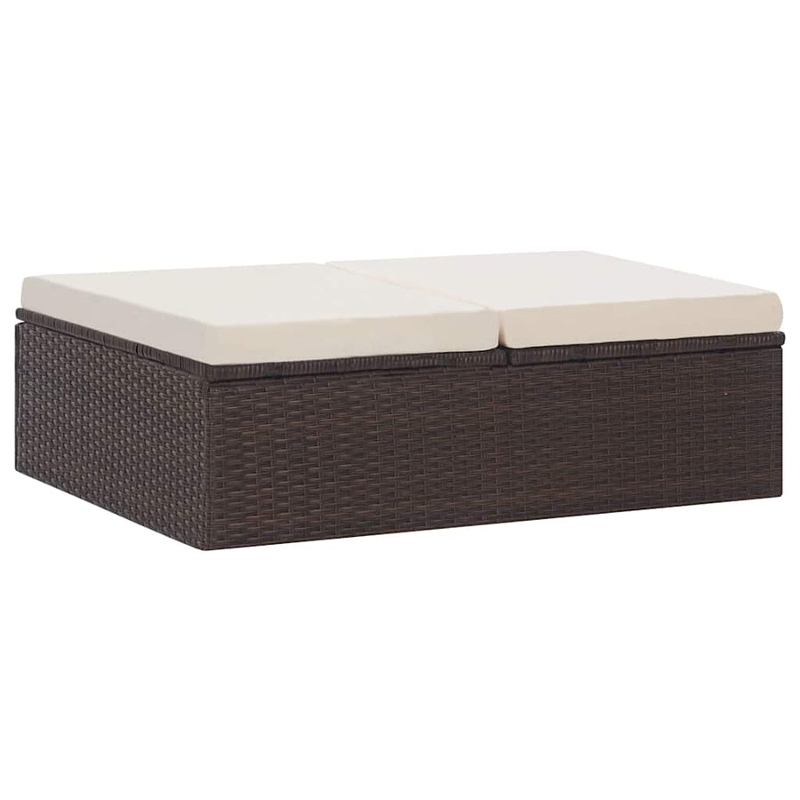 2 Piece Garden Lounge Set with Cushions Poly Rattan Brown
