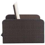 2 Piece Garden Lounge Set with Cushions Poly Rattan Brown
