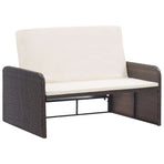 2 Piece Garden Lounge Set with Cushions Poly Rattan Brown