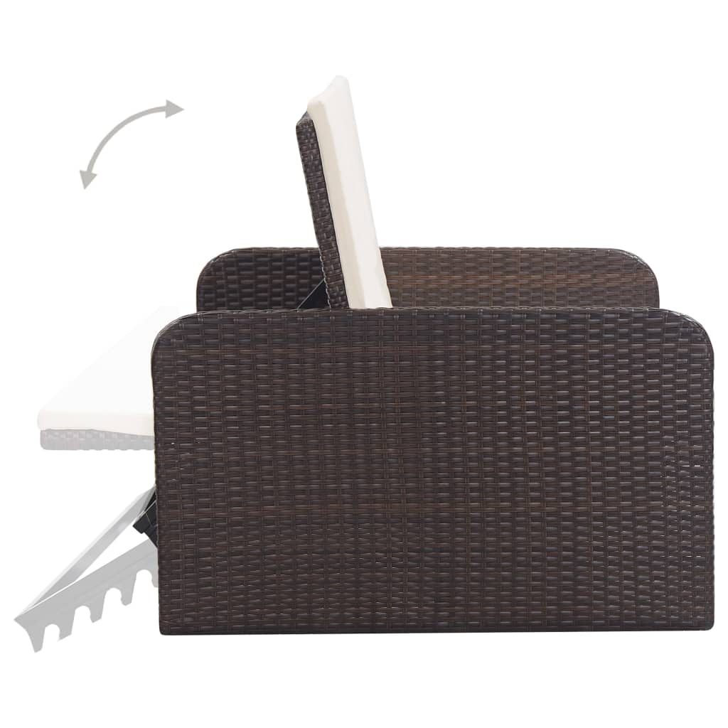 2 Piece Garden Lounge Set with Cushions Poly Rattan Brown
