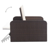 2 Piece Garden Lounge Set with Cushions Poly Rattan Brown