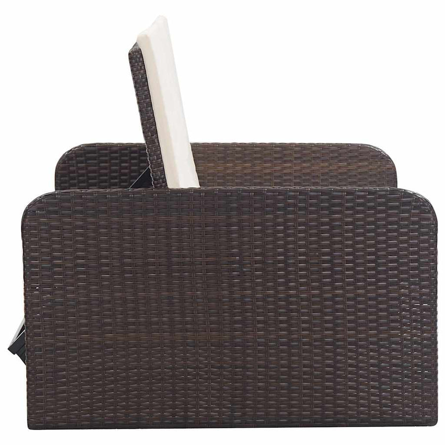 2 Piece Garden Lounge Set with Cushions Poly Rattan Brown