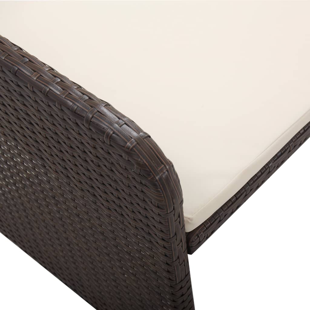 2 Piece Garden Lounge Set with Cushions Poly Rattan Brown